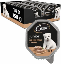 Pack 14 Comida Húmeda Para Cachorros Sabor Pavo Y Ternera Tarrina