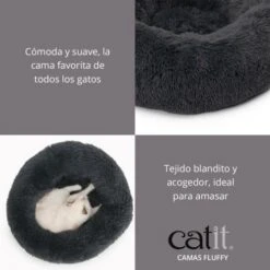 Catit Cama Fluffy Gris Oscuro 7 Catit Cama Fluffy Gris Oscuro -Suministros Para Perros 208520 camas fluffy catit 2 3