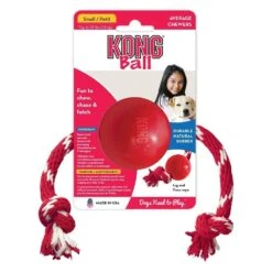 KONG Pelota Con Cuerda -Suministros Para Perros kong ball 634fd24853cd0